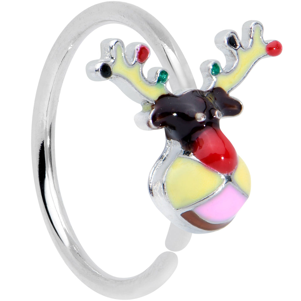 BodyCandy 20G 5/16 Colorful Reindeer Christmas Nose Hoop — main product shot
