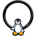 BodyCandy 16G 3/8 Black Baby Penguin Hinged Circular Ring — main product shot