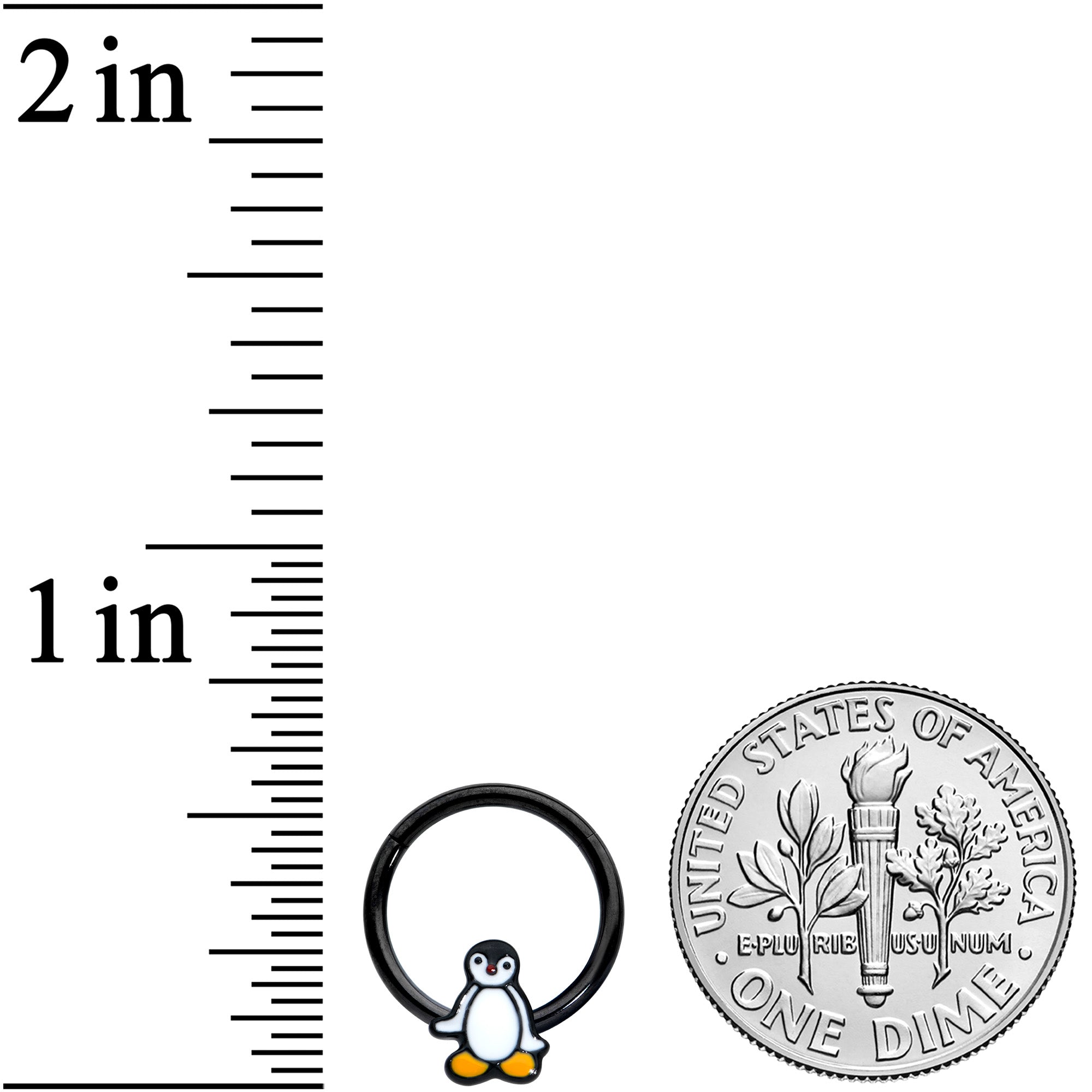 BodyCandy 16G 3/8 Black Baby Penguin Hinged Circular Ring — lifestyle context