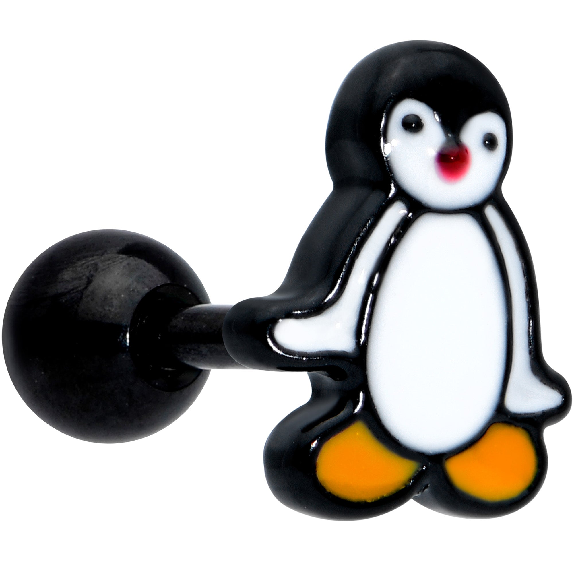BodyCandy 16G 1/4 Black Baby Penguin Cartilage Tragus Earring — main product shot