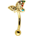 BodyCandy 16G 5/16 Clear CZ Gem Gold Hue Heart Butterfly Curve Eyebrow Ring — main product shot