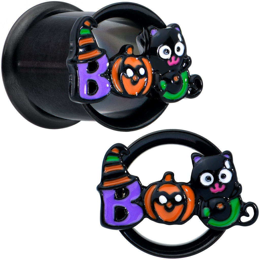 BodyCandy Black Boo Party Halloween Tunnel Plug Set — back view