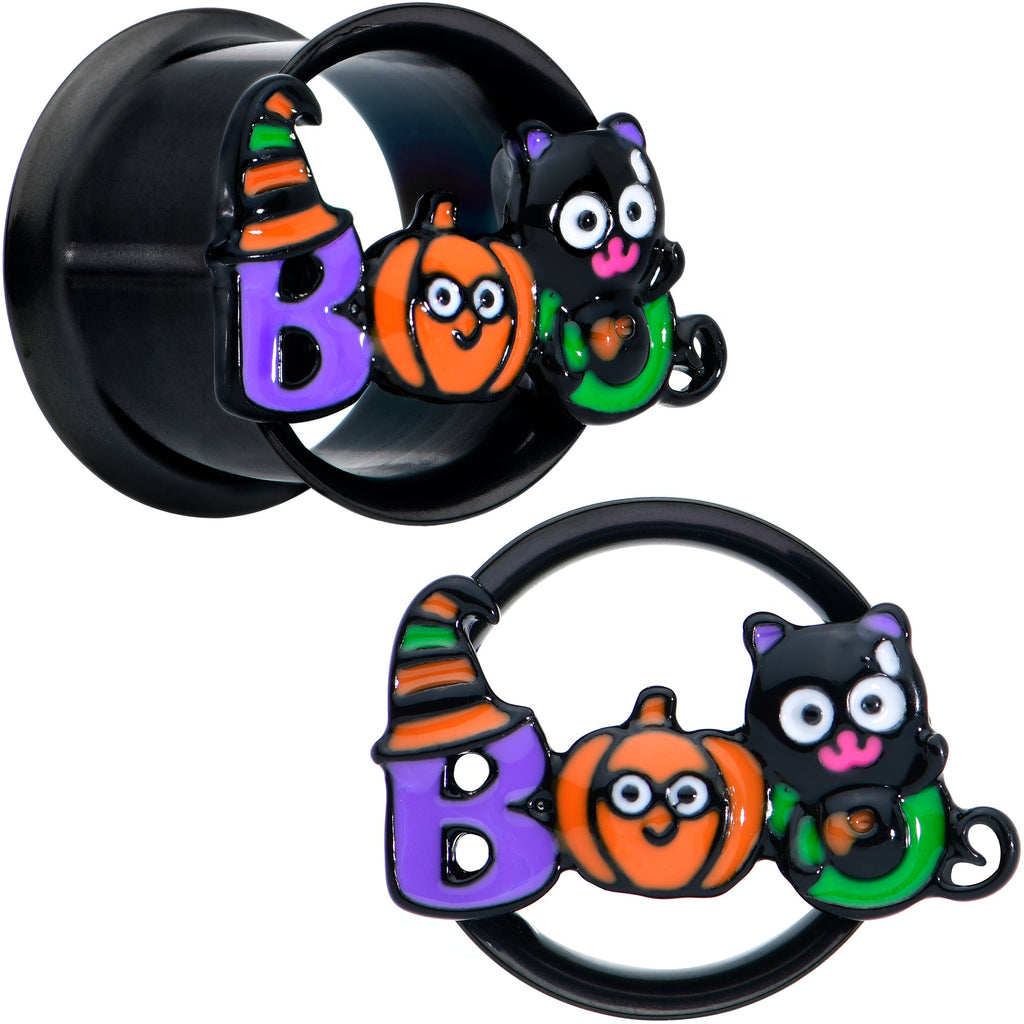 BodyCandy Black Boo Party Halloween Tunnel Plug Set — in-use photo