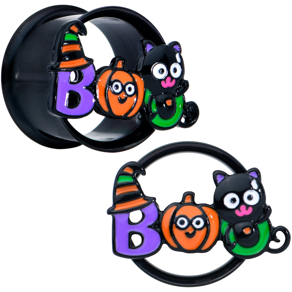BodyCandy Black Boo Party Halloween Tunnel Plug Set — size reference