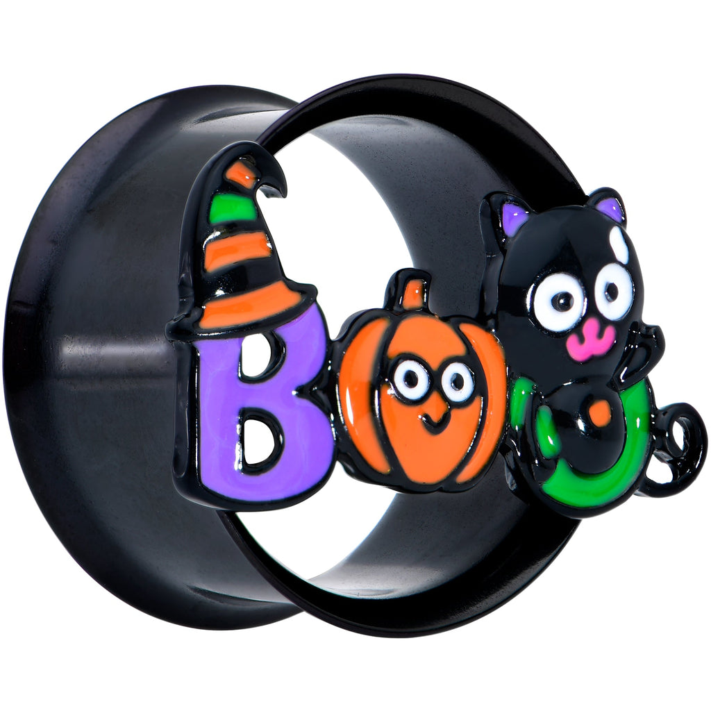 BodyCandy Black Boo Party Halloween Tunnel Plug Set — detail close-up