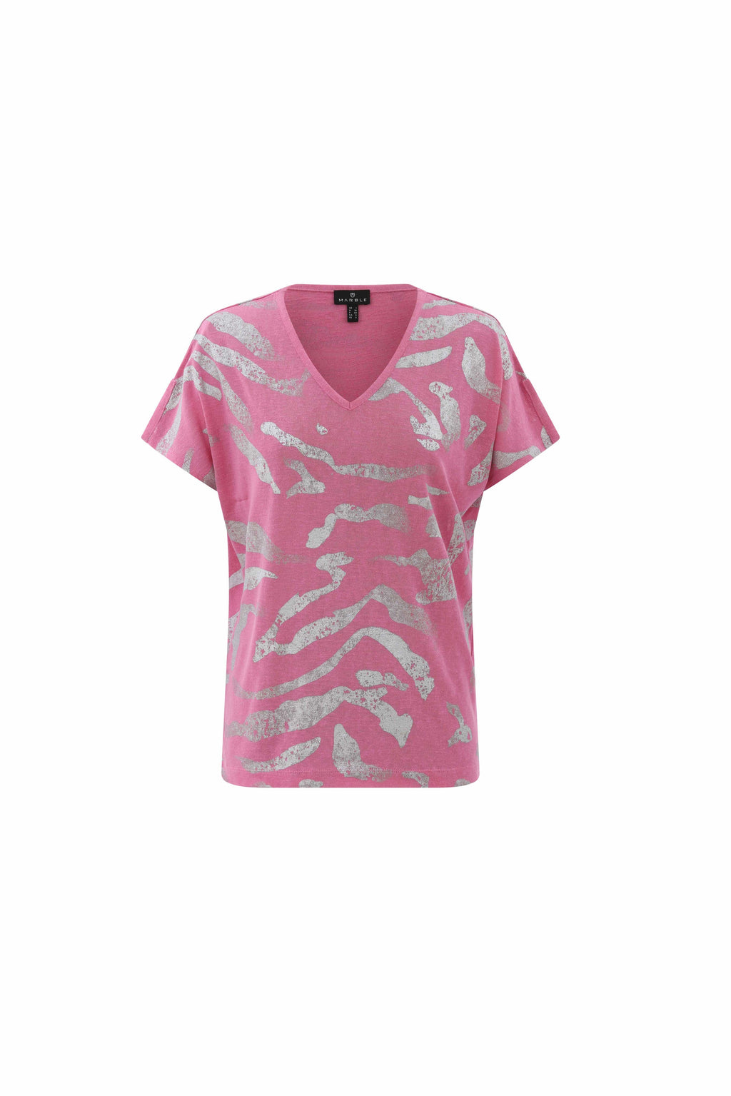 KADOU BOUTIQUE Marble V-Neck Foil Print Top — back view