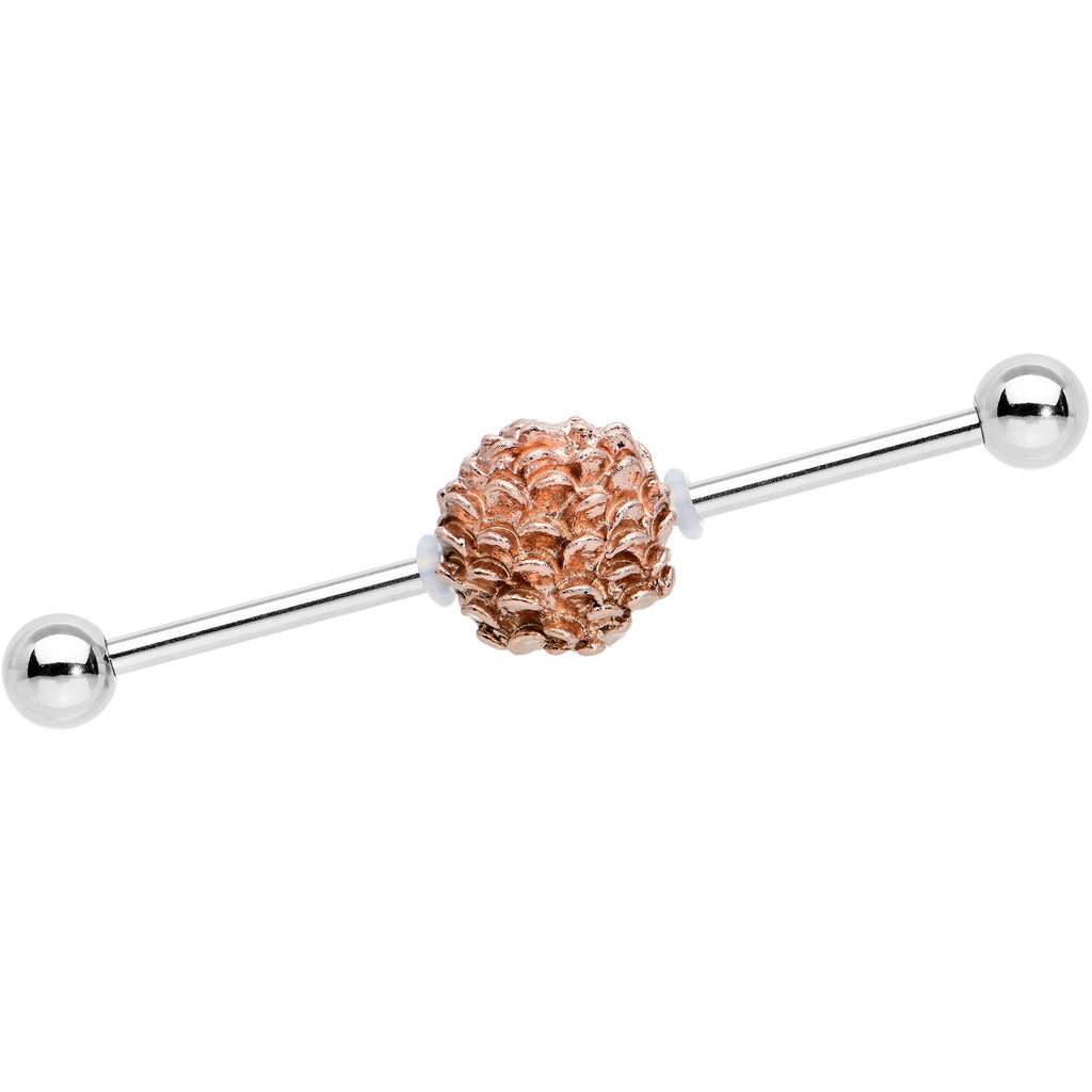 BodyCandy 14G Autumn Pine Cone Industrial Barbell 38mm — main product shot