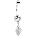 BodyCandy Clear Gem Autumn Lovely Textured Leaf Dangle Belly Ring — main product shot
