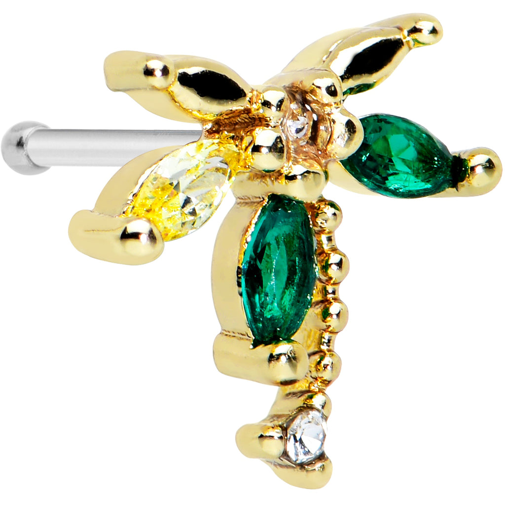 BodyCandy 20G 1/4 Clear Green Gem Sunlit Palm Tree Nose Bone — main product shot