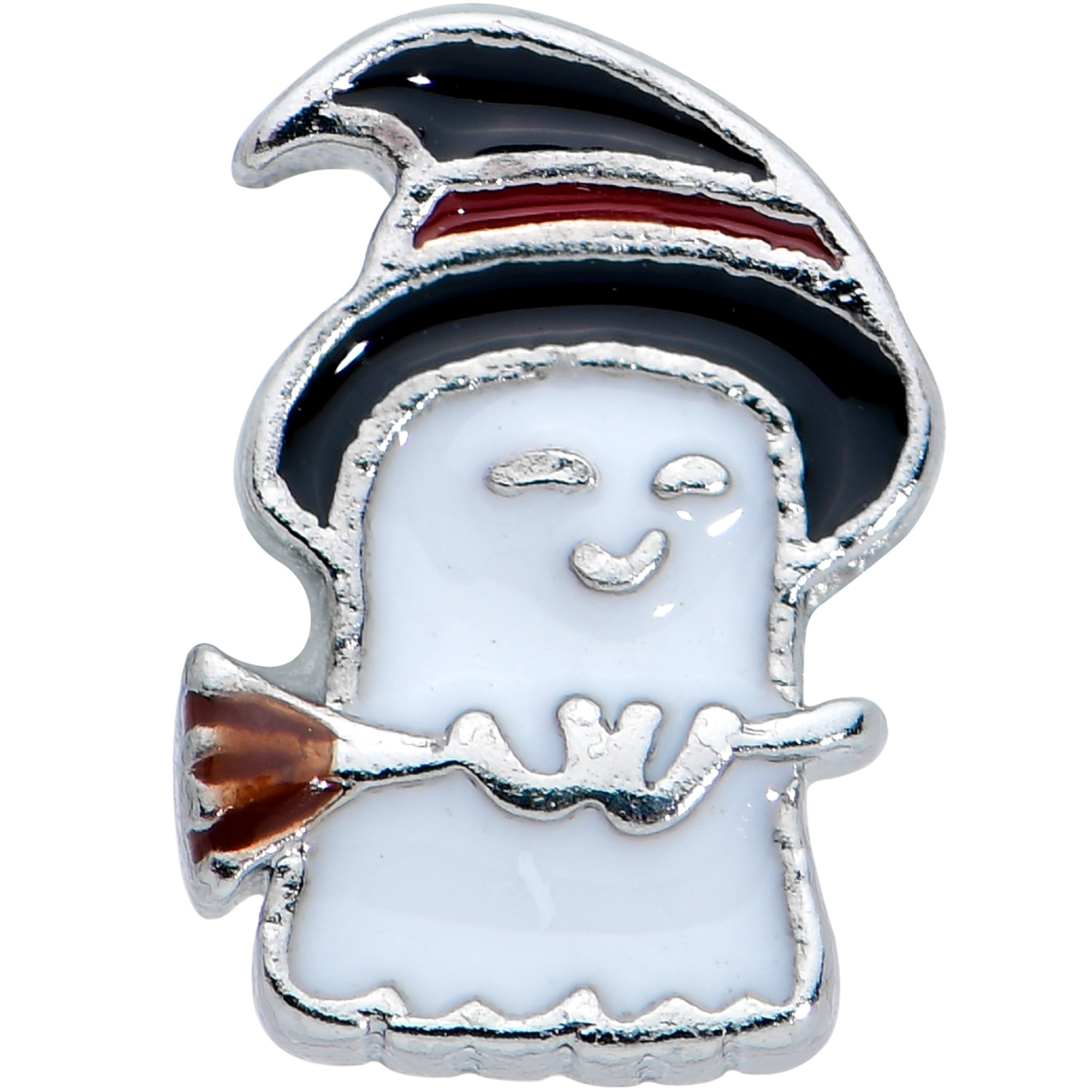 BodyCandy 16G 1/4 Witch Hat Ghost Halloween Cartilage Tragus Earring — detail close-up