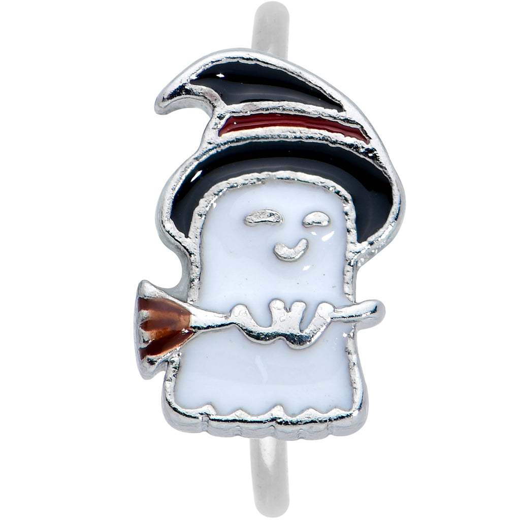BodyCandy 20G 7mm Witch Hat Ghost Halloween Nose Hoop — detail close-up