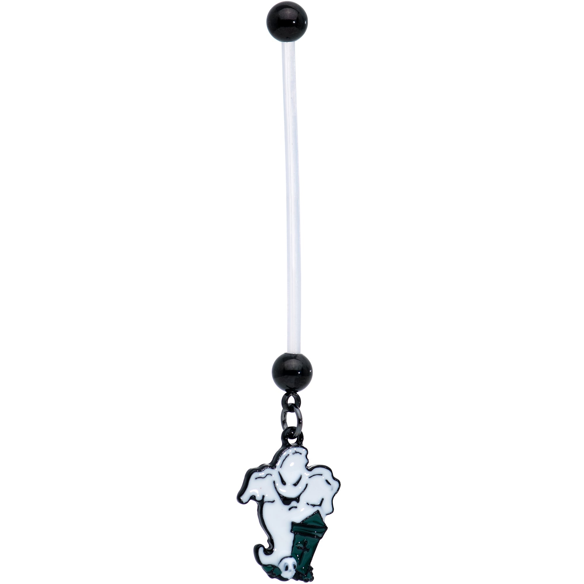 BodyCandy Clear Bioplast Graveyard Ghost Halloween Pregnancy Dangle Belly Ring — main product shot