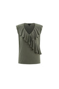 KADOU BOUTIQUE Marble V-Neck Ruffle Top — main product shot