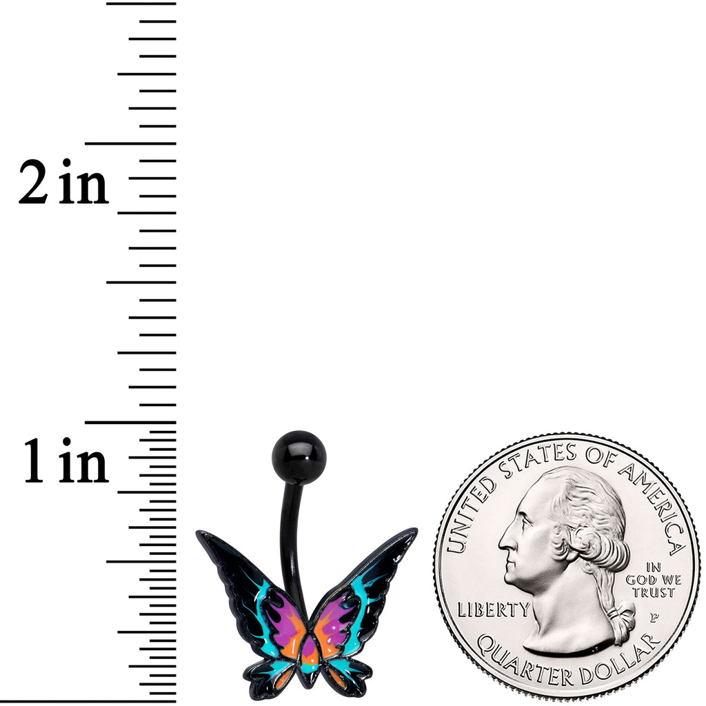 BodyCandy Black Sunset Butterfly Belly Ring — detail close-up