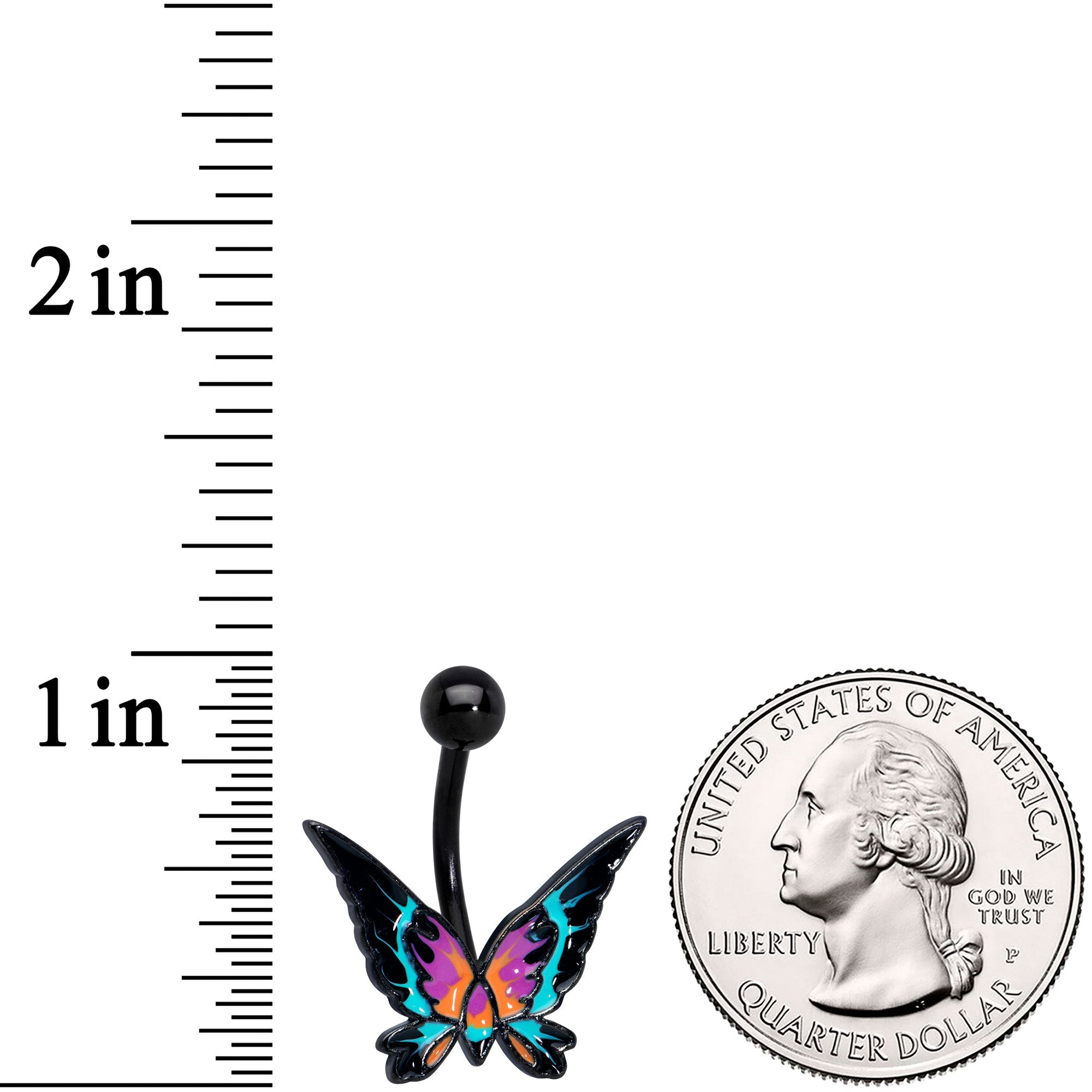 BodyCandy Black Sunset Butterfly Belly Ring — detail close-up