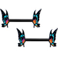 BodyCandy 14G 9/16 Black Sunset Butterfly Barbell Nipple Ring Set — main product shot