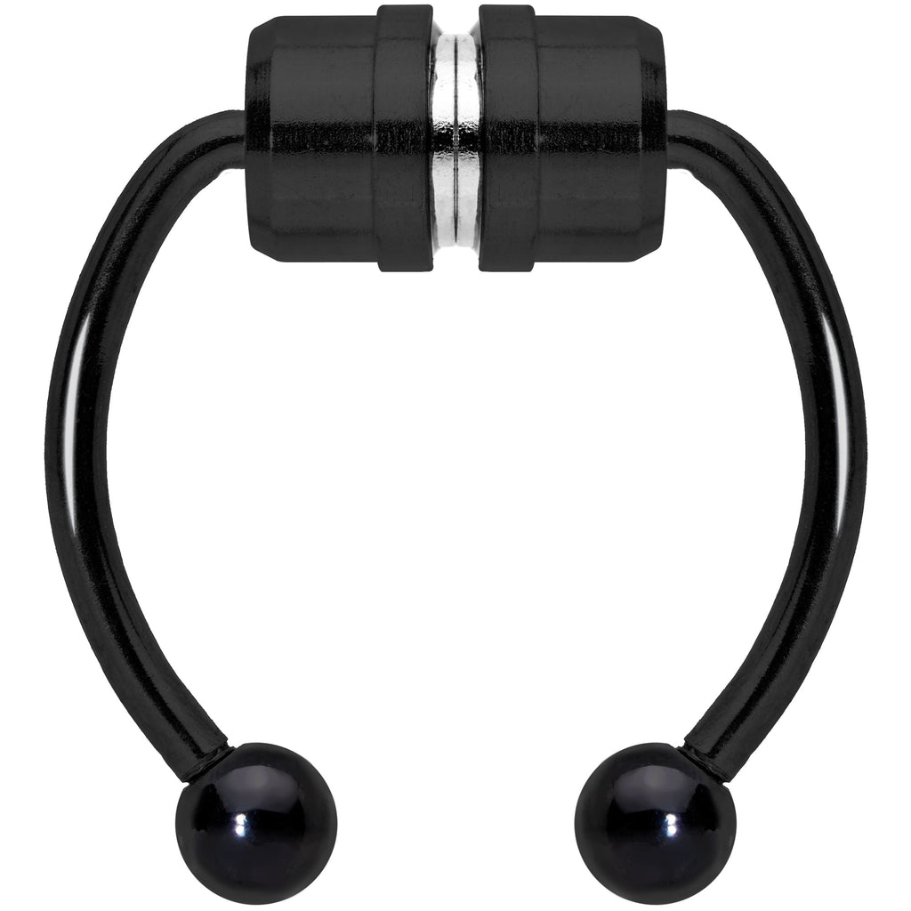 BodyCandy Black Magnetic Septum Ring Horseshoe Non-Pierced Fake Nose Ring — detail close-up