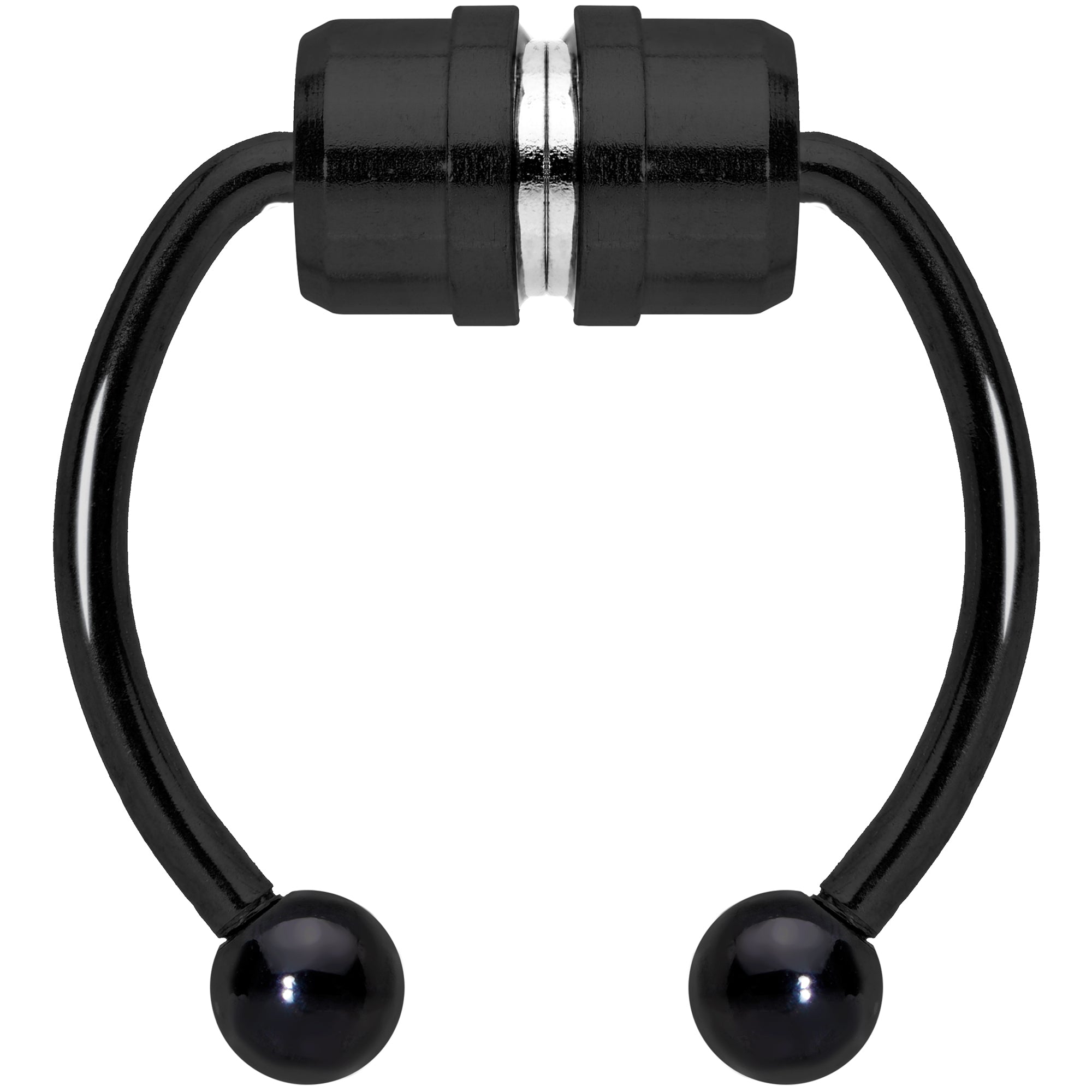 BodyCandy Black Magnetic Septum Ring Horseshoe Non-Pierced Fake Nose Ring — detail close-up