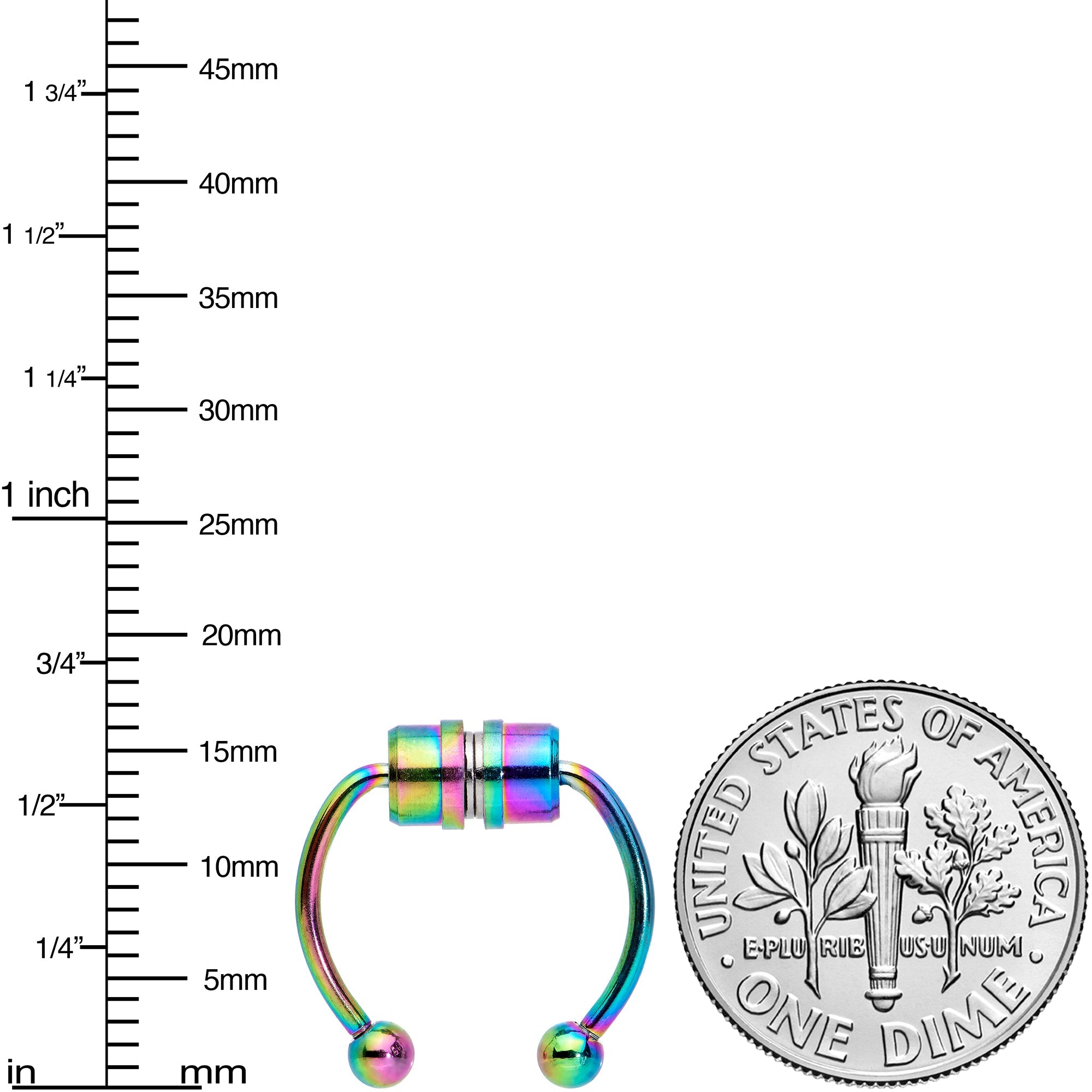 BodyCandy Rainbow Magnetic Septum Ring Horseshoe Non-Pierced Fake Nose Ring — side view