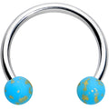 BodyCandy 16G 3/8 Matte Blue Splatter Ends Horseshoe Circular Barbell — main product shot