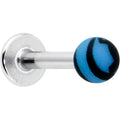BodyCandy 16G 5/16 Matte Blue Zebra Stripe Labret Monroe Tragus — main product shot