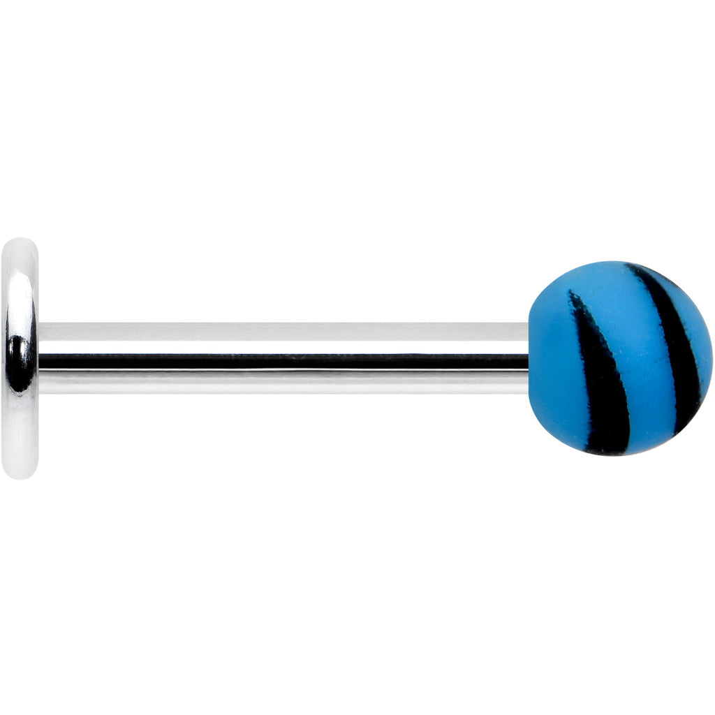 BodyCandy 16G 5/16 Matte Blue Zebra Stripe Labret Monroe Tragus — lifestyle context