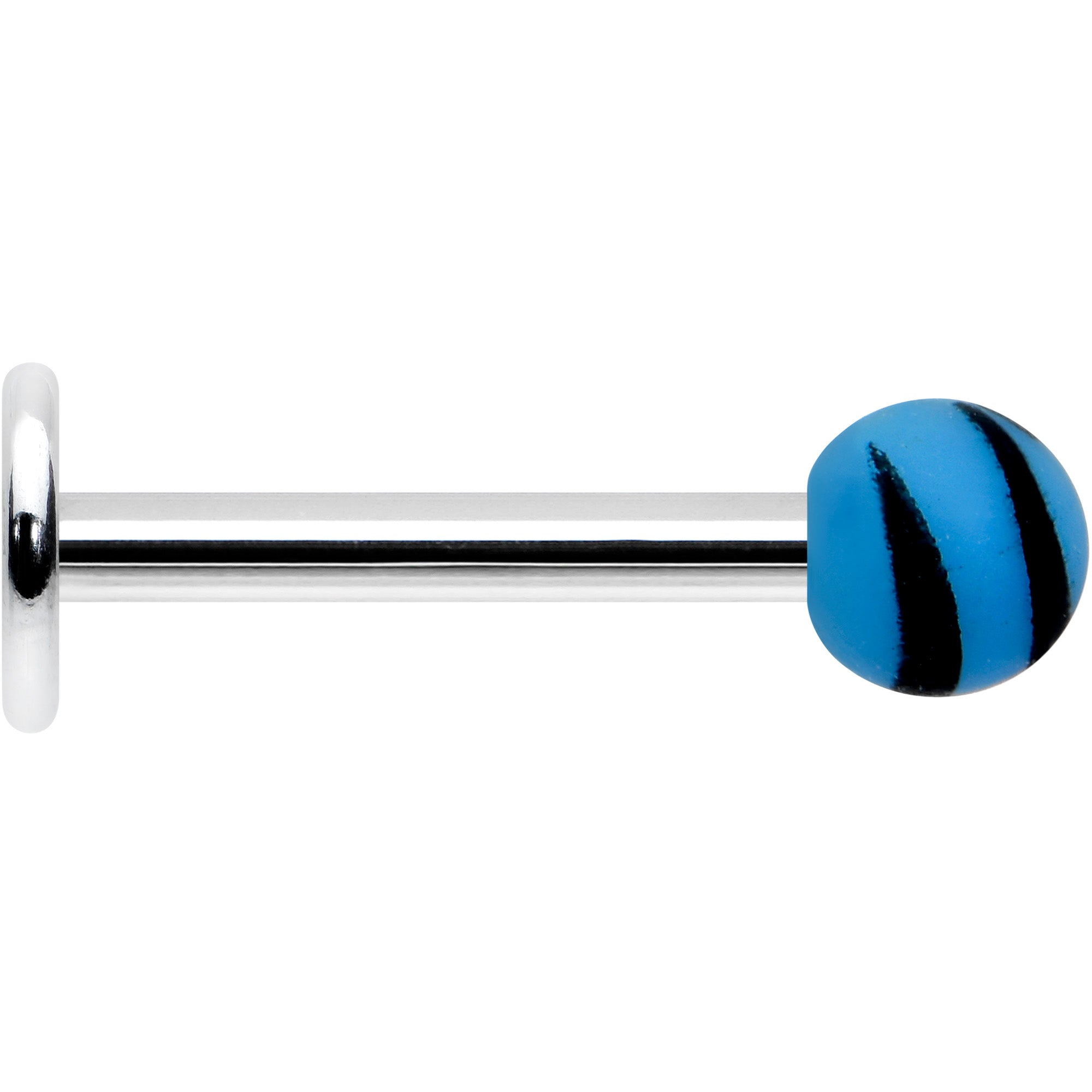 BodyCandy 16G 5/16 Matte Blue Zebra Stripe Labret Monroe Tragus — lifestyle context