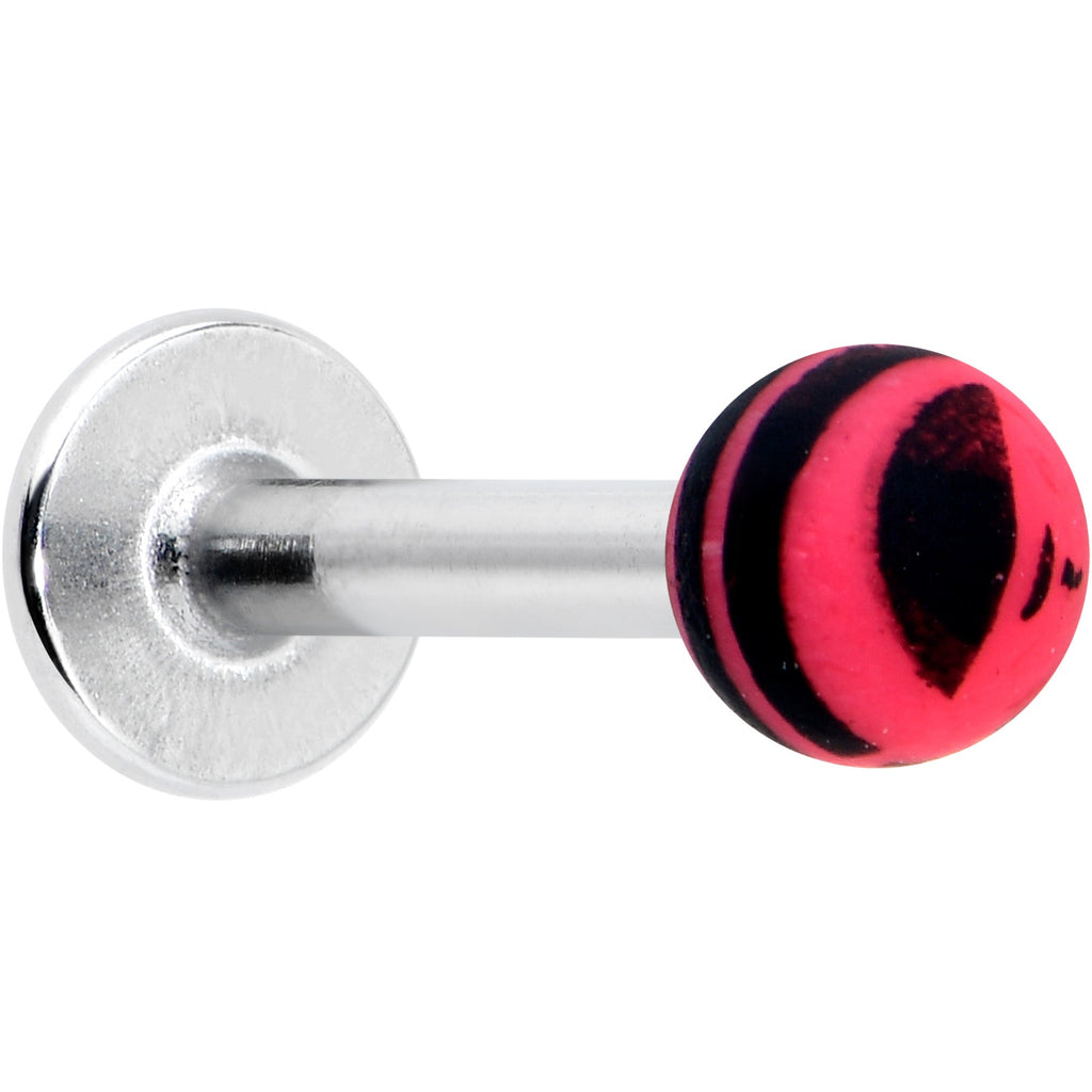 BodyCandy 16G 5/16 Matte Pink Zebra Stripe Labret Monroe Tragus — main product shot