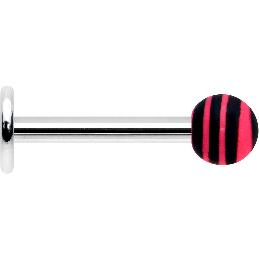 BodyCandy 16G 5/16 Matte Pink Zebra Stripe Labret Monroe Tragus — detail close-up