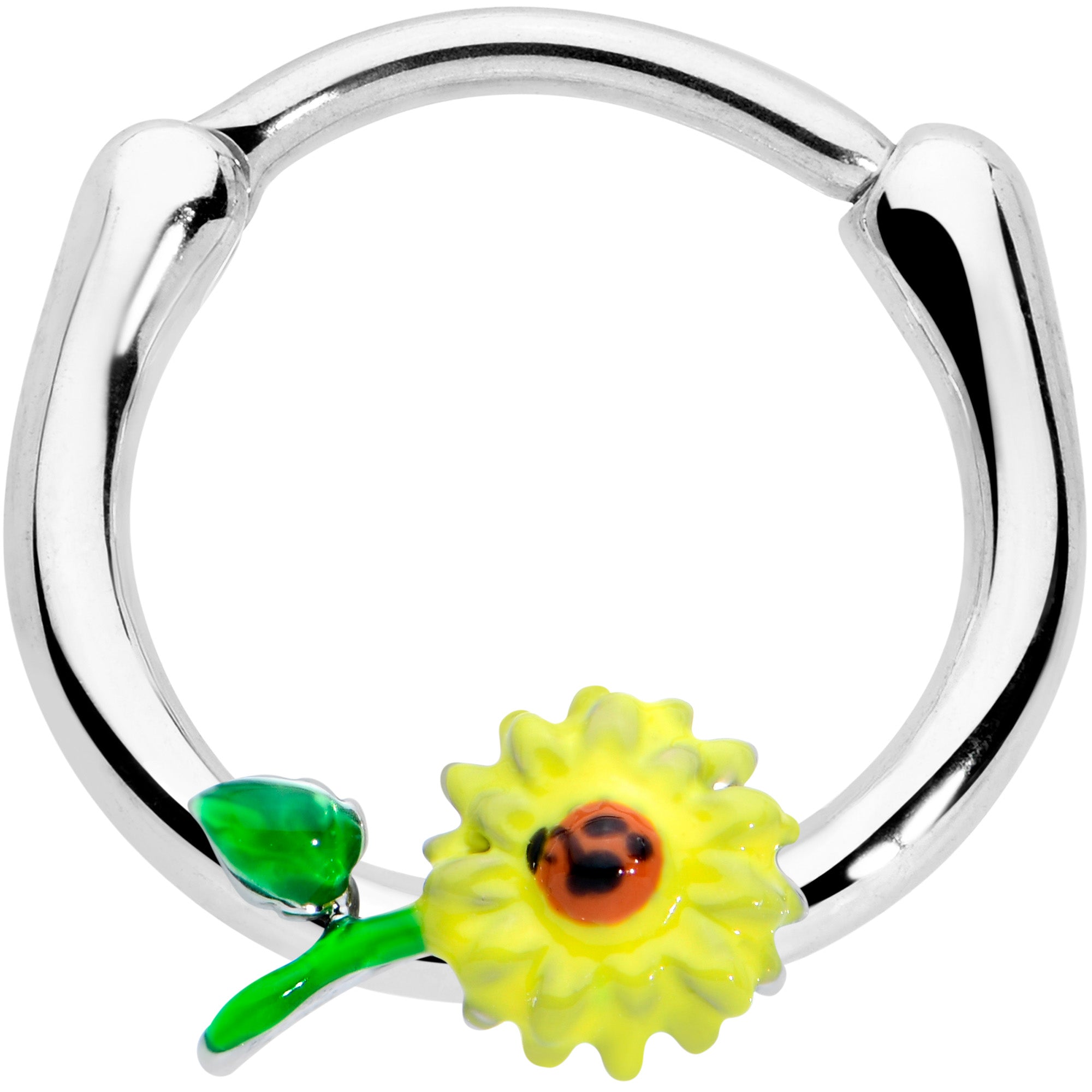 BodyCandy 16G 3/8 Sunny Yellow Sunflower Cartilage Clicker — main product shot