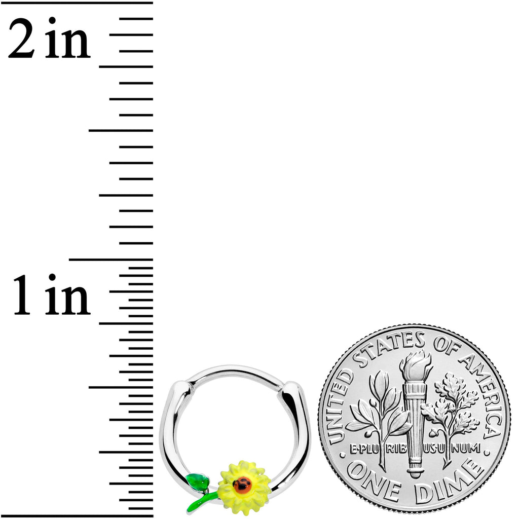 BodyCandy 16G 3/8 Sunny Yellow Sunflower Cartilage Clicker — lifestyle context