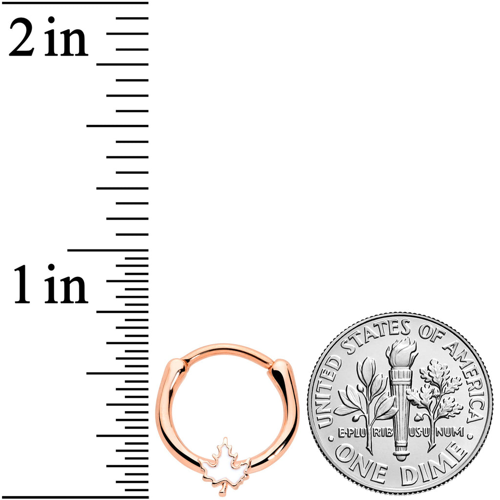 BodyCandy 16G 3/8 Rose Gold Tone Fall White Maple Leaf Cartilage Clicker — lifestyle context