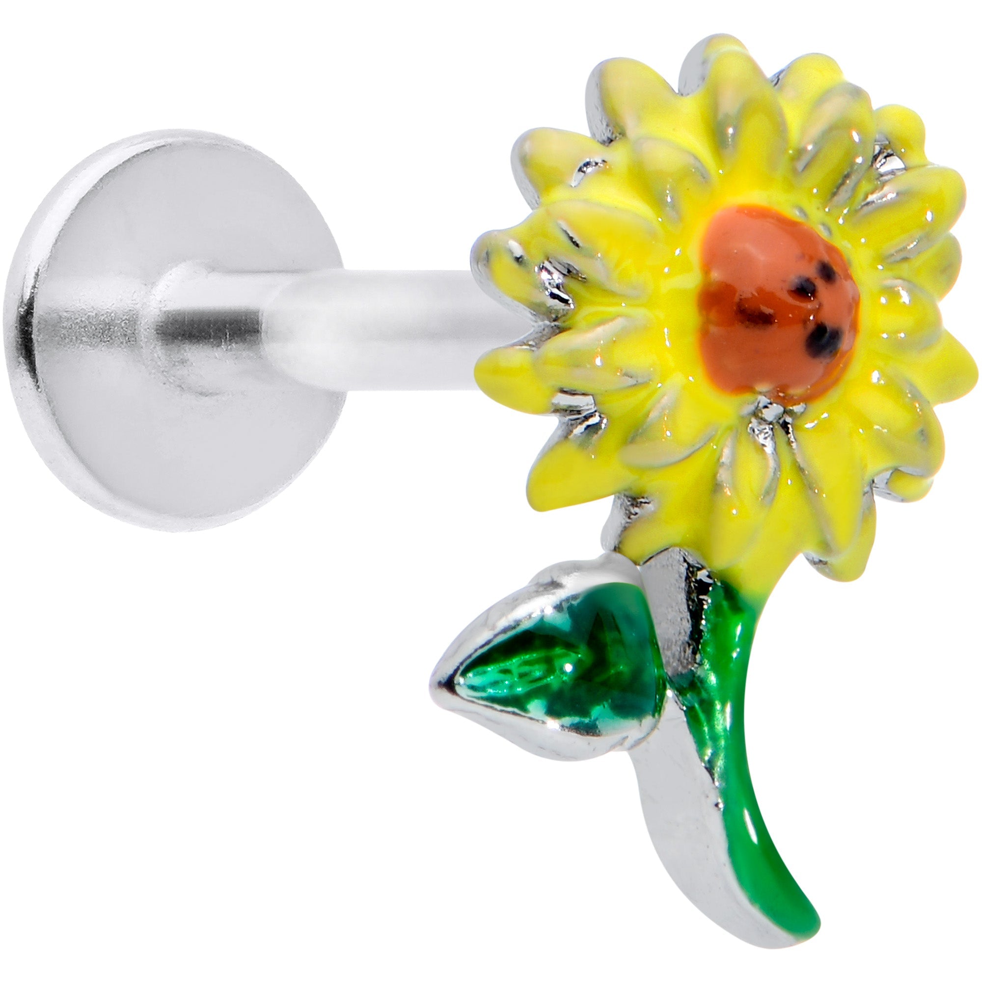 BodyCandy 16G 5/16 Sunny Yellow Sunflower Labret Monroe Tragus — main product shot