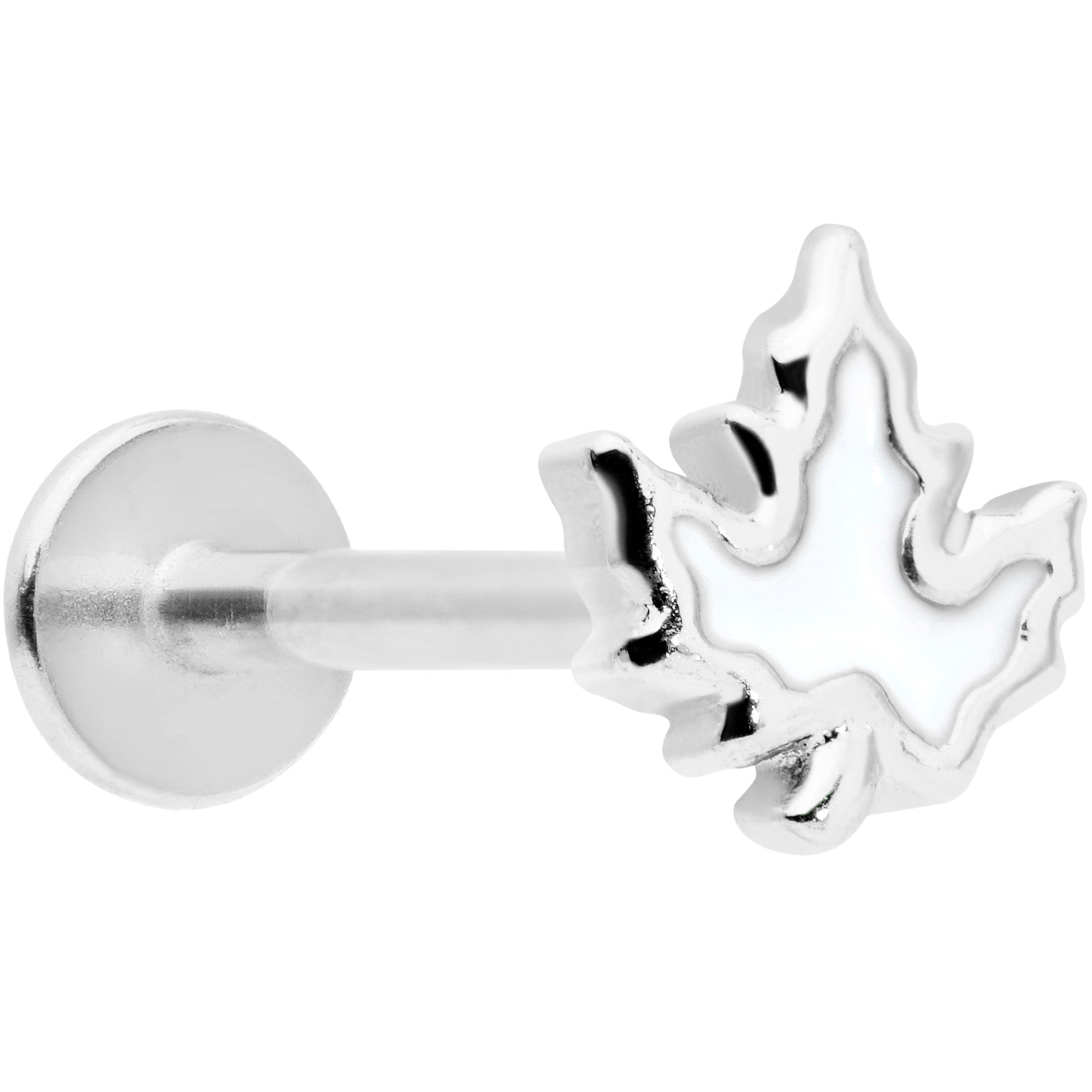 BodyCandy 16G 5/16 Autumn White Maple Leaf Labret Monroe Tragus — main product shot