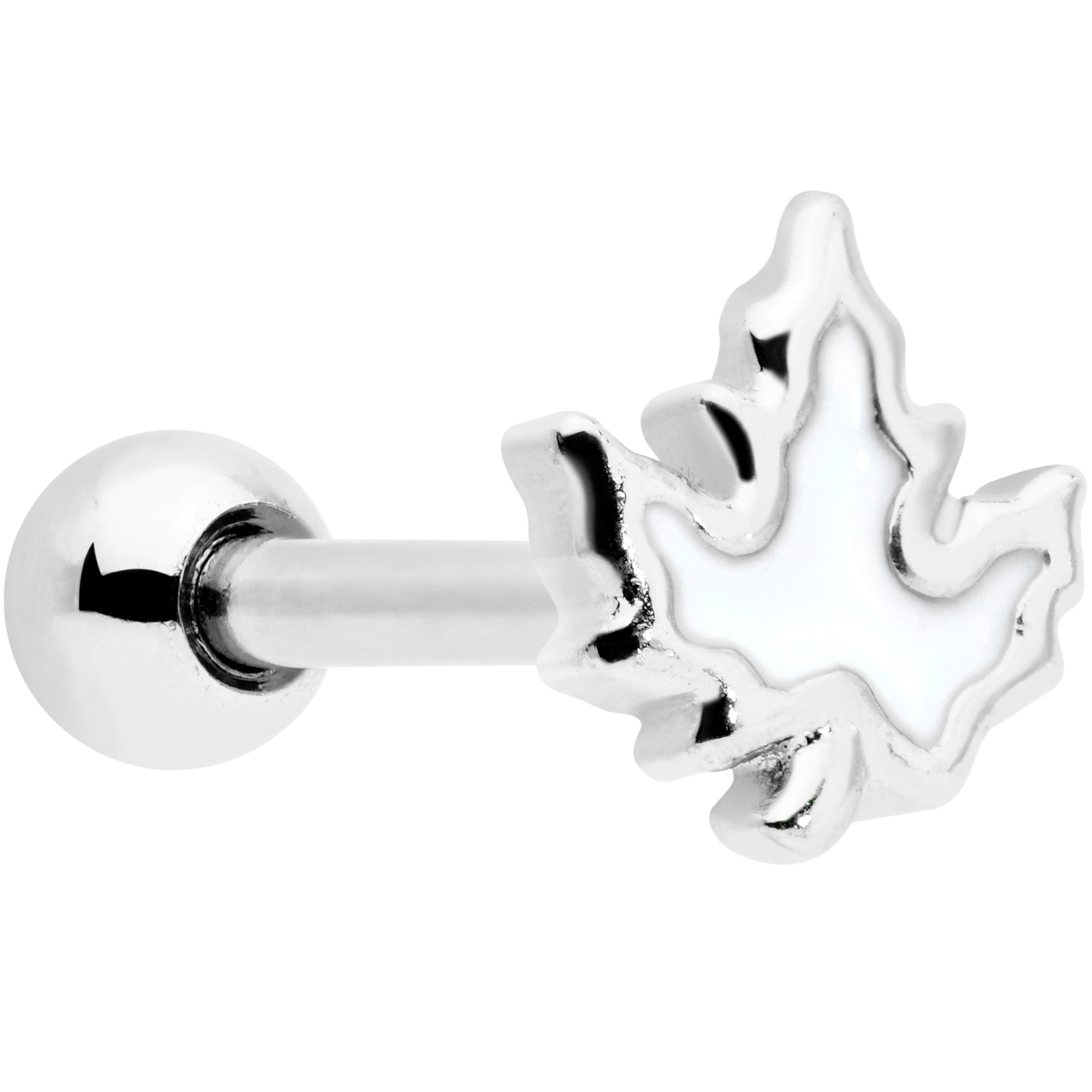 BodyCandy 16G 1/4 Autumn White Maple Leaf Cartilage Tragus Earring — main product shot