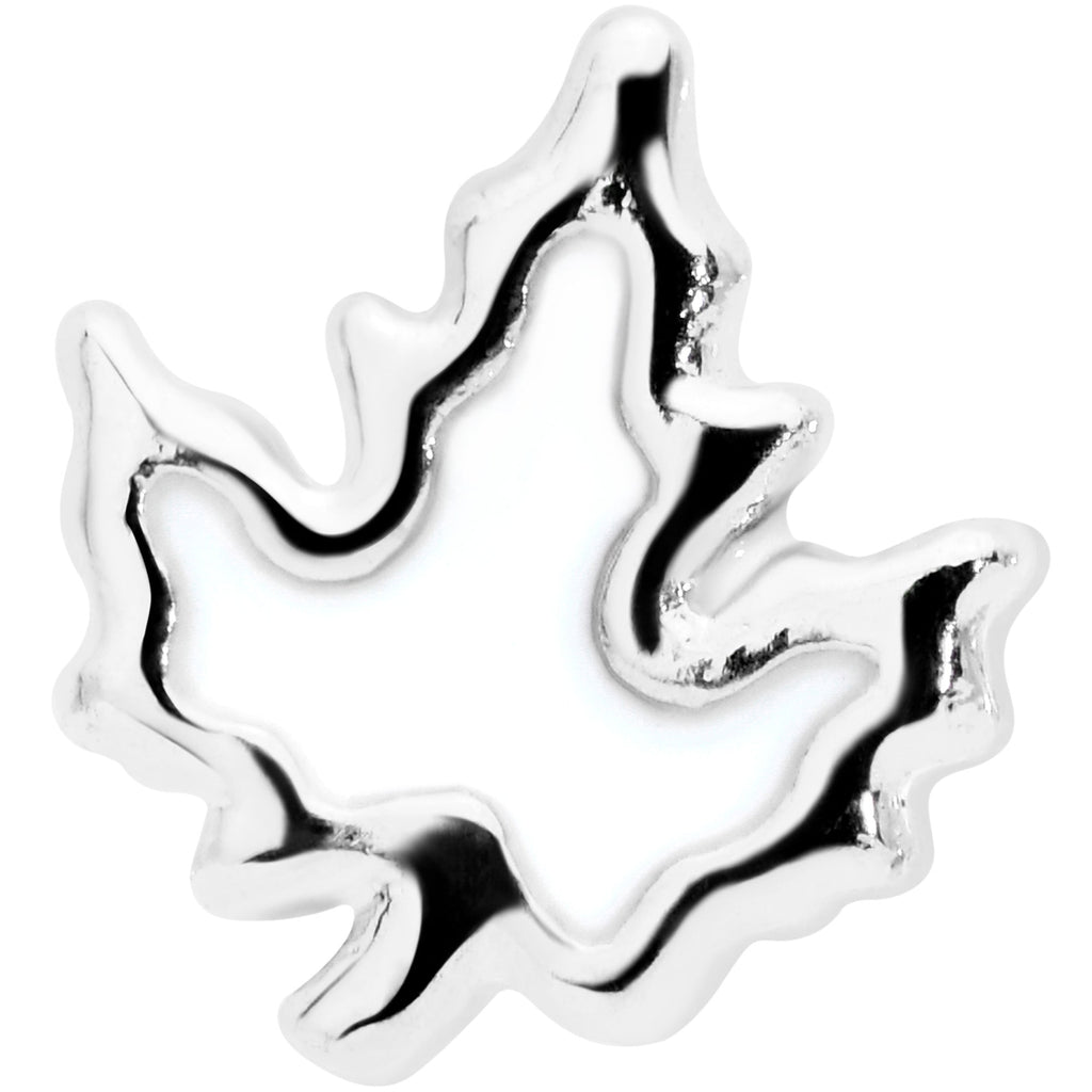 BodyCandy 16G 1/4 Autumn White Maple Leaf Cartilage Tragus Earring — detail close-up