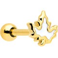 BodyCandy 16G 1/4 Gold Tone Fall White Maple Leaf Cartilage Tragus Earring — main product shot