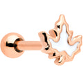 BodyCandy 16G 1/4 Rose Gold Tone Fall White Maple Leaf Cartilage Tragus — main product shot