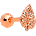 BodyCandy 16G 1/4 Rose Gold Tone Fall Texture Leaf Cartilage Tragus Earring — main product shot