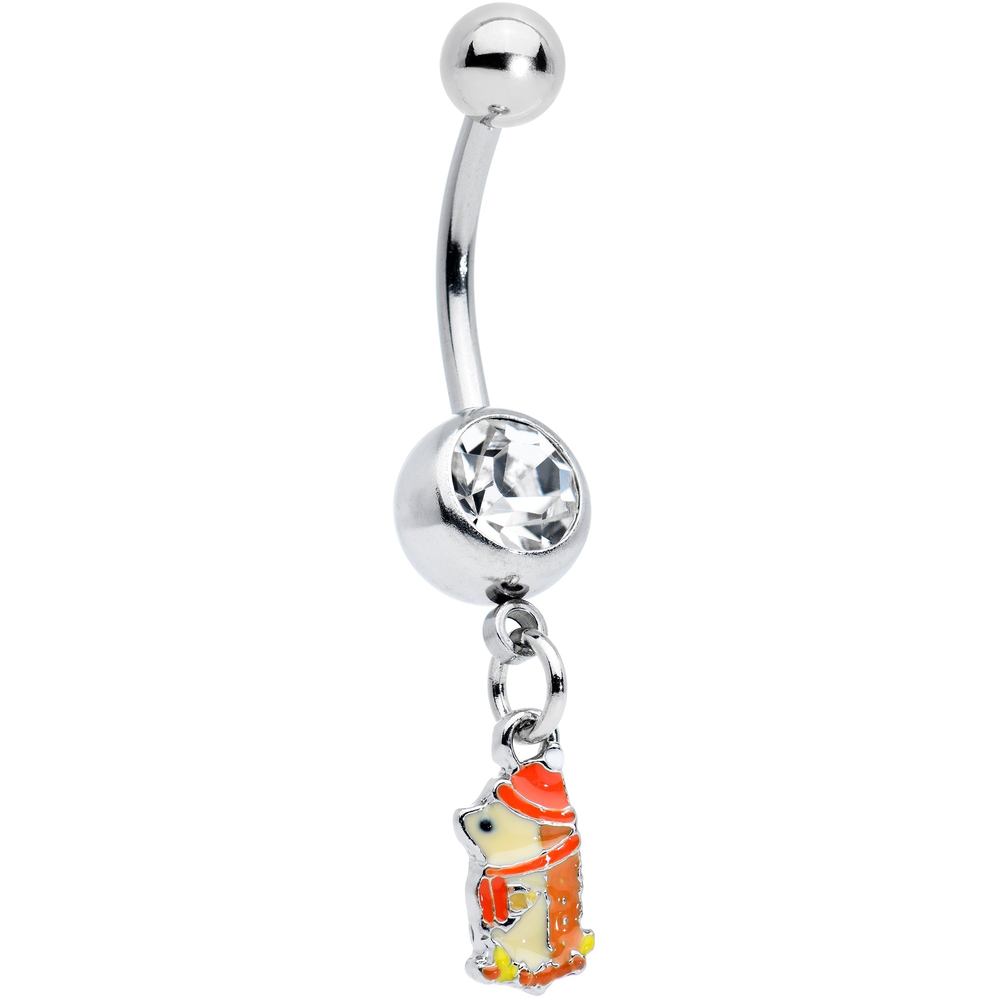 BodyCandy Clear Gem Cozy Winter Hedgehog Dangle Belly Ring — main product shot