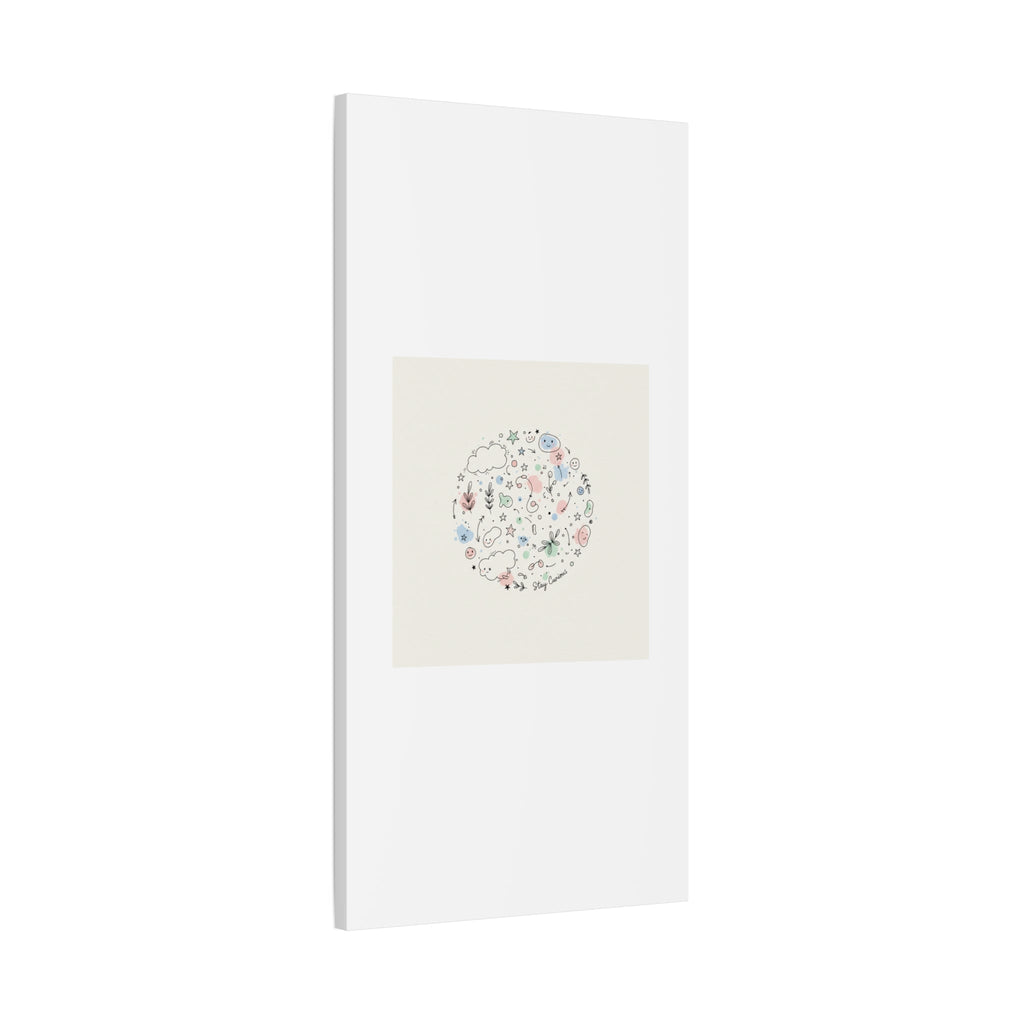 Doodle Circle Line Drawing Matte Canvas, Hand-Drawn Sketch Art