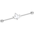 BodyCandy 14G Autumn White Maple Leaf Industrial Barbell 38mm — main product shot
