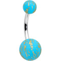 BodyCandy Matte Blue Splatter Pattern Belly Ring — main product shot