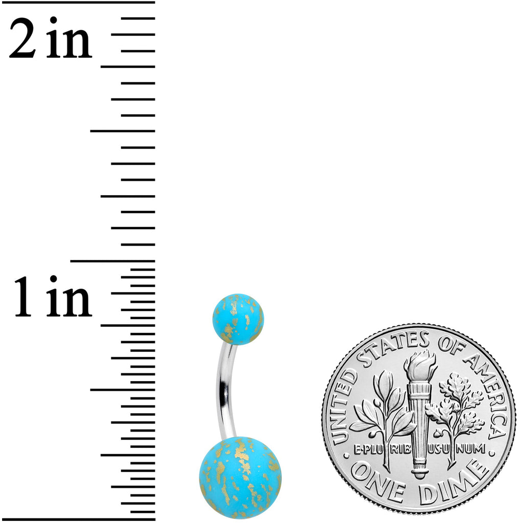 BodyCandy Matte Blue Splatter Pattern Belly Ring — detail close-up