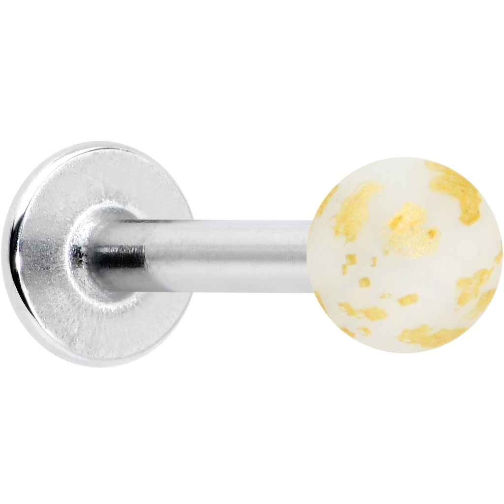 BodyCandy 16G 5/16 Matte White Splatter Pattern Labret Monroe Tragus — main product shot