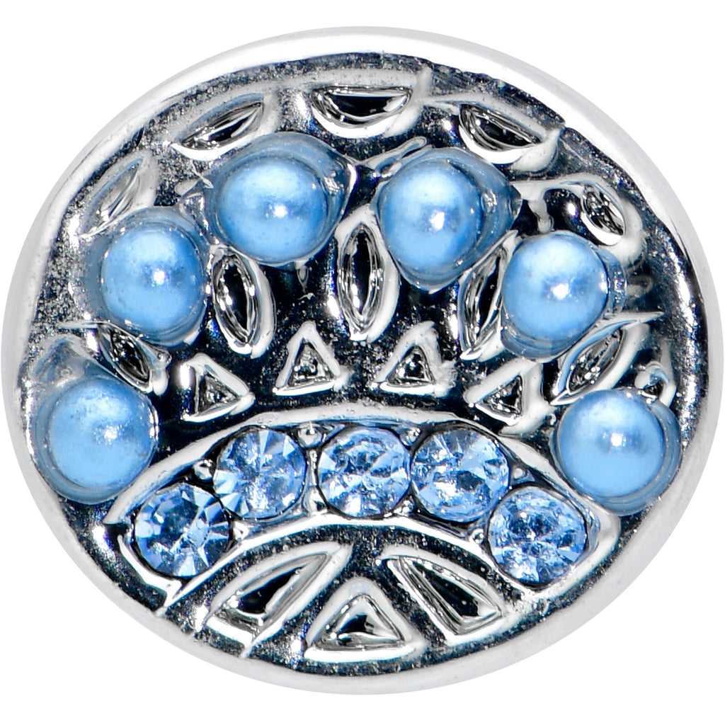 BodyCandy 16G 1/4 Blue Gem Geometric Blues Pattern Labret Monroe Tragus — detail close-up