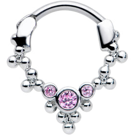 16G 5/16 Pink CZ Gem Princess Cartilage Clicker