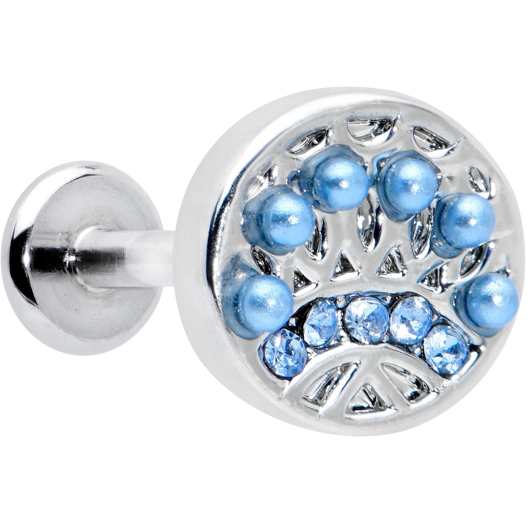BodyCandy 16G 5/16 Blue Gem Geometric Blues Pattern Labret Monroe Tragus — main product shot