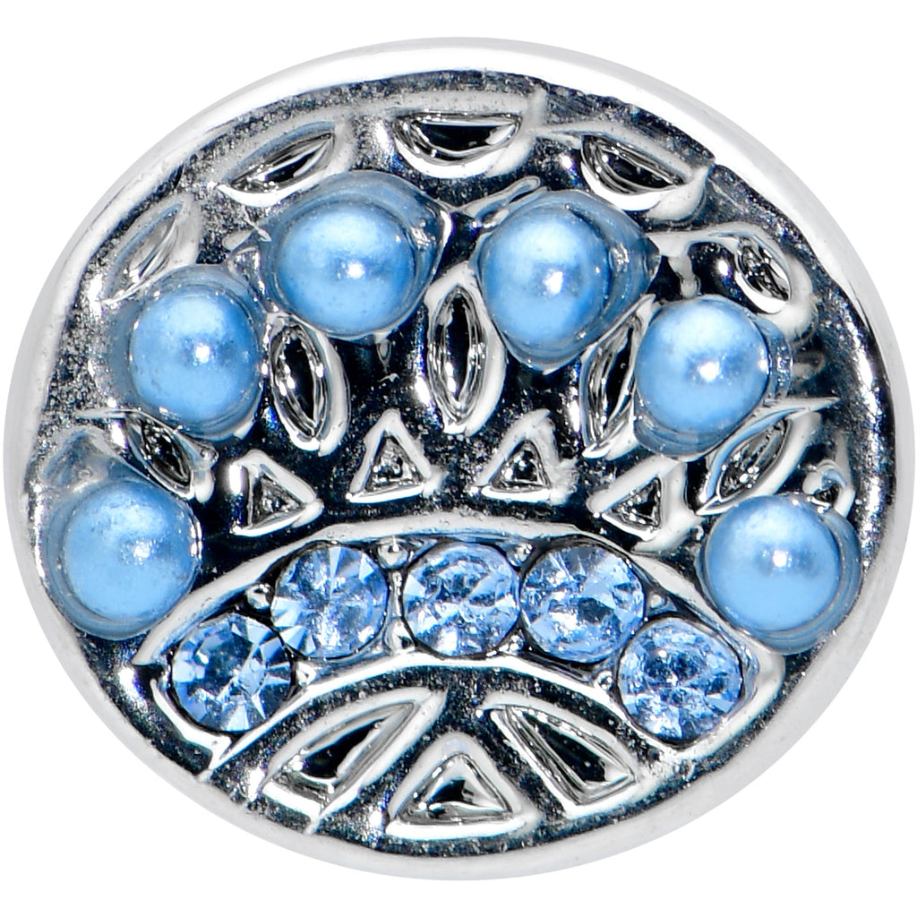 BodyCandy 16G 5/16 Blue Gem Geometric Blues Pattern Labret Monroe Tragus — detail close-up