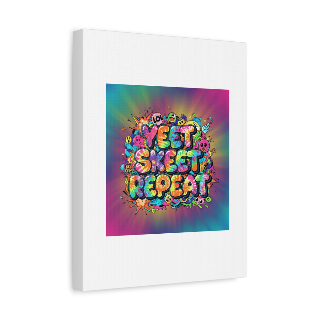 Yeet Skeet Repeat Canvas | Slogan & Glitch Graphic, Meme Phrase Wall Art
